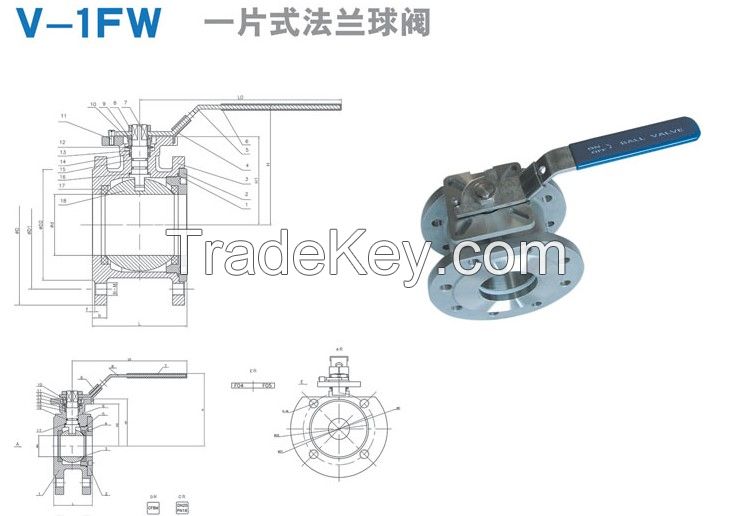 1pc flanged ball valve