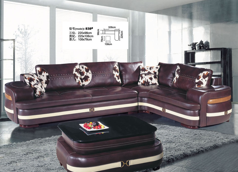 Leather L-type sofa(838#)