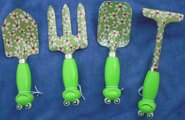 4pcs kid's garden tools set, garden trowel, cultivator, rake, fork