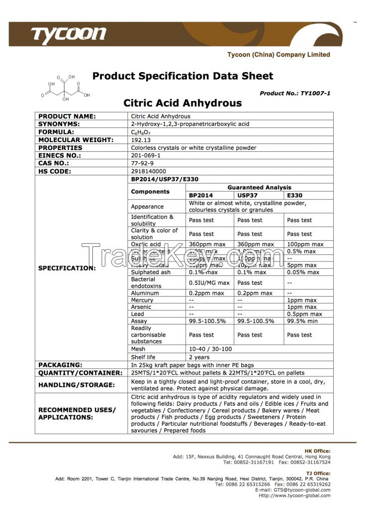 Citric Acid Anhydrous