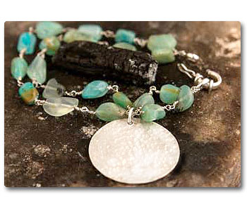 andean opal bracelete baroque with silver disk