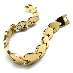 Classic Womens Gold Tugnsten Bracelet| High Polished| With Magenets In