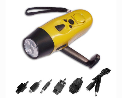 Dynamo LED torch with charger&alarm