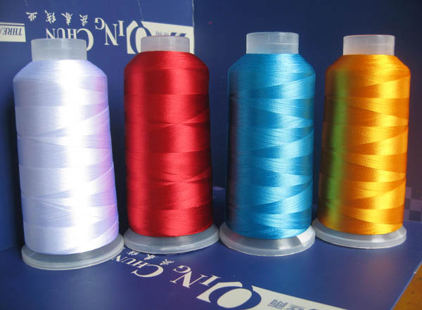 Dyed rayon embroidery thread