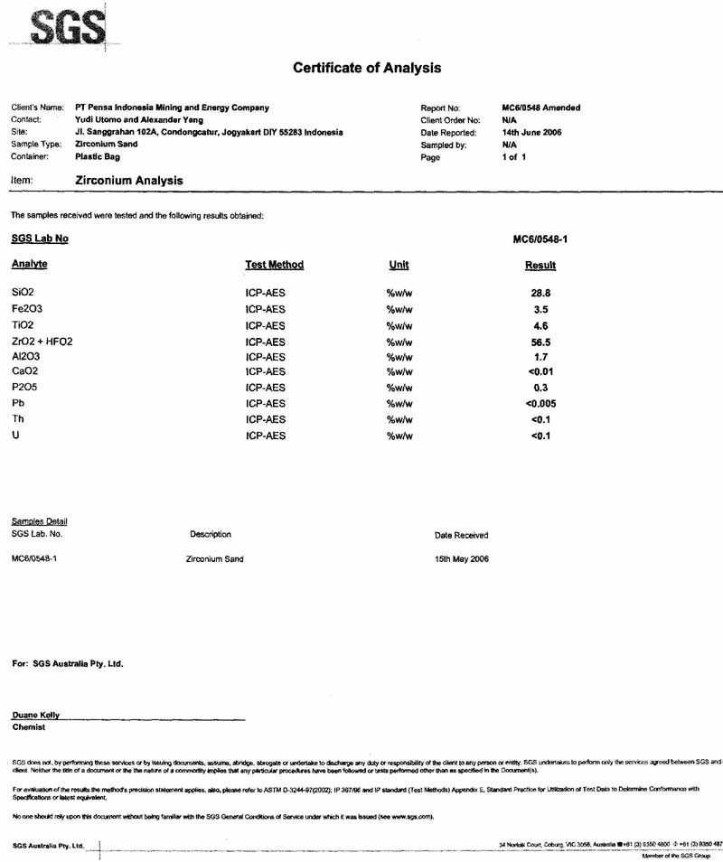 ZIRCONIUM Standard