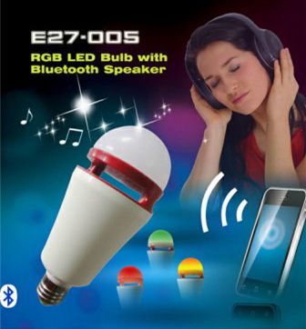 Mini LED Speaker Bulb with RGB LED light , control by bluetooth , with remote controller .