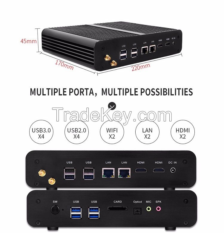 Partaker B2 Fanless Mini PC Intel Core I7 4500u i7 5500u i7 5550u i7 4558u Barebone Max 16G RAM 512G SSD 1TB HDD Free WiFi HDMI