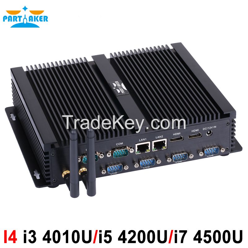 Partaker I4 Industrial Mini Pc With 6 Com 2 Hdmi 2 Lan Black Color Intel I3 4005u 4010u I5 4200u I7 4510u Processor