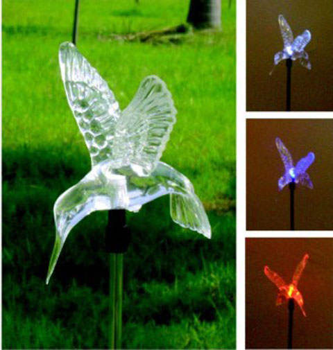 solar stake light with hummingbird decoration