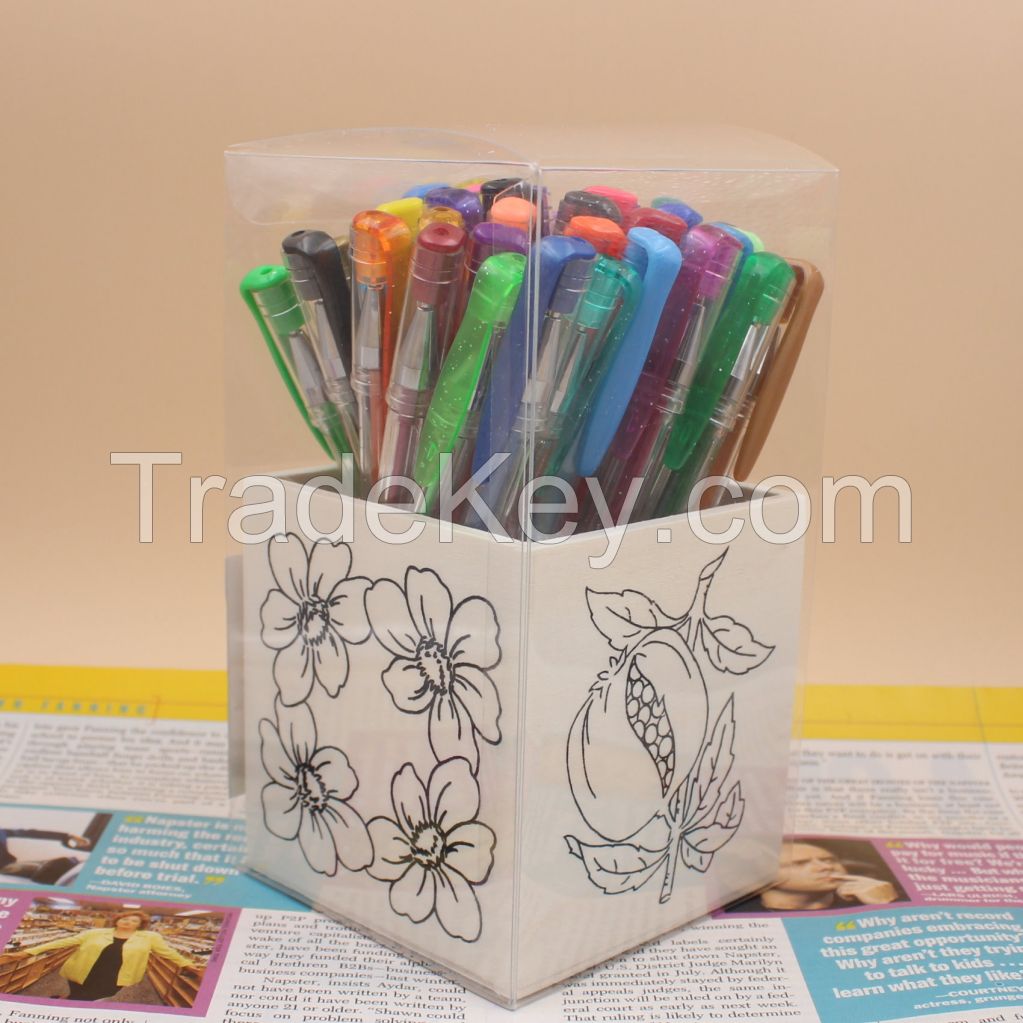 40 colors gel pen set with DIY wood pen holder