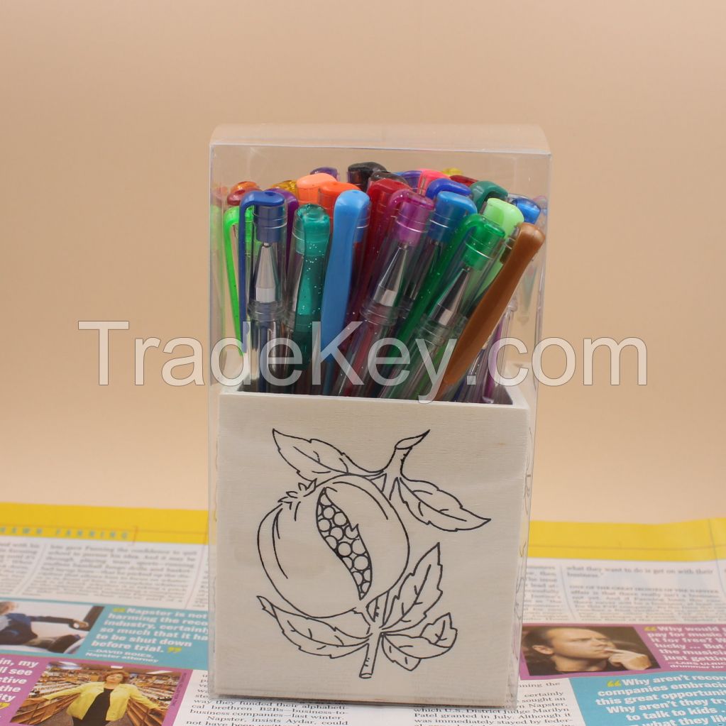 40 colors gel pen set with DIY wood pen holder