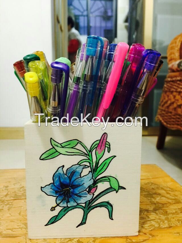 40 Colors Gel Pen Set With Diy Wood Pen Holder