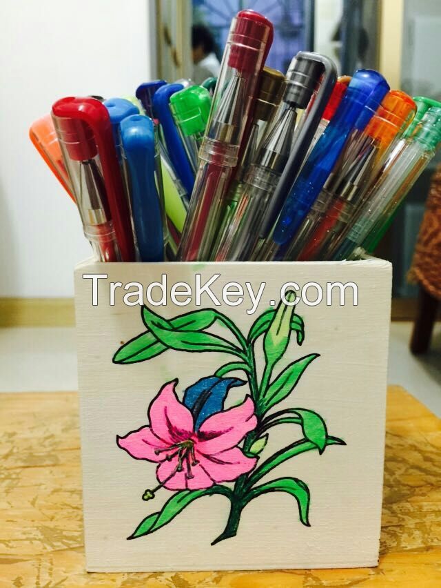 40 colors gel pen set with DIY wood pen holder