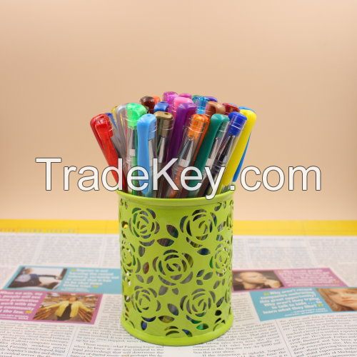 40 colors gel pen set with metal mesh pen holder