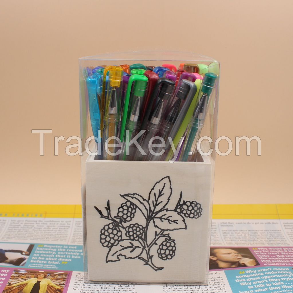 40 Colors Gel Pen Set With Diy Wood Pen Holder