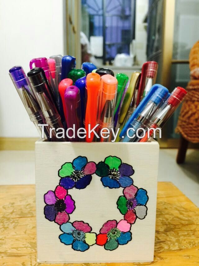 40 colors gel pen set with DIY wood pen holder