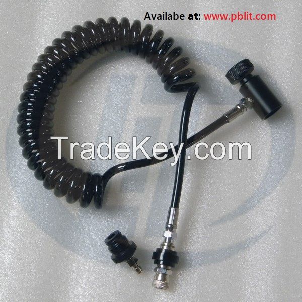 A009 Paintball Coiled Remote Hose with slide check