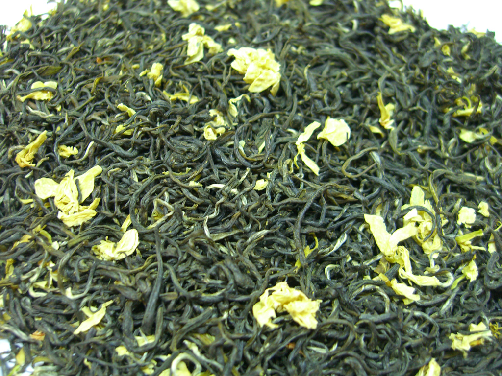 Organic Green Tea, Jasmine, and Black Tea.