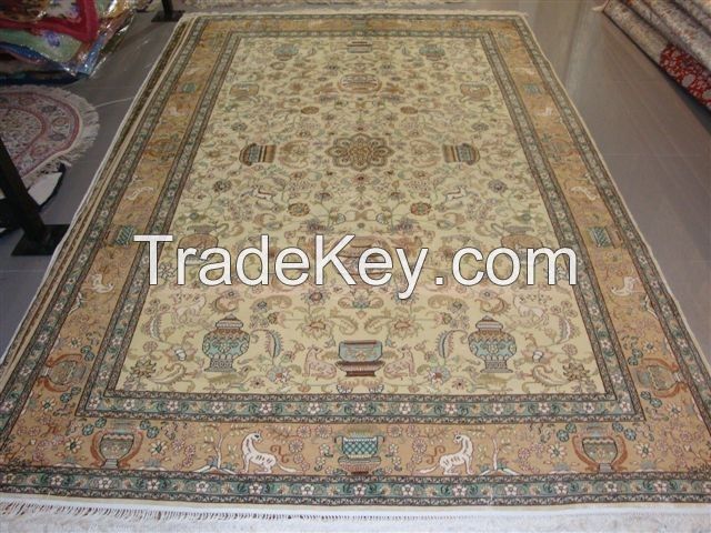 handmade silk untique persian carpet