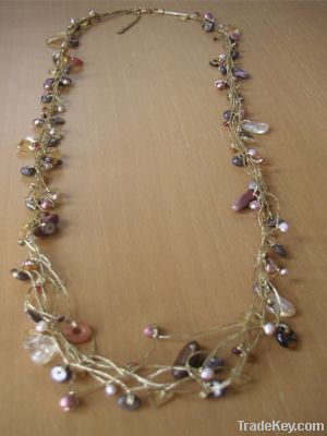 Mixed Gemstone Hand Made Silk Thread Necklace