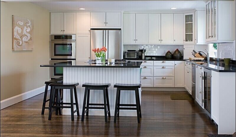 Birch solid wood white American  kitchen cabinets