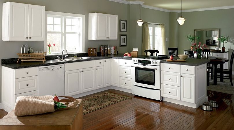 Birch solid wood white American  kitchen cabinets