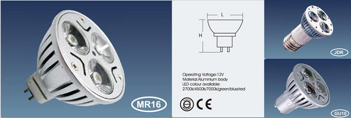 Mr16 High Voltage 3 x 1w *HOT!