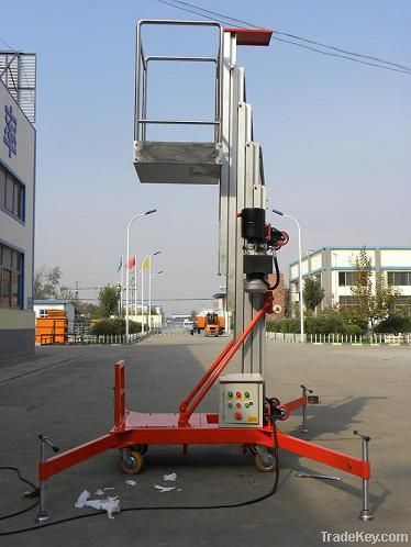 Aluminium single mast work lift platform: