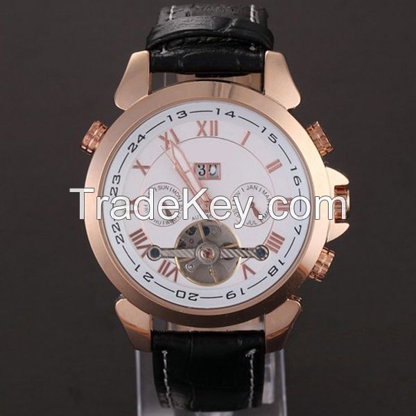 Skeleton autometic stainless steel case mens watch