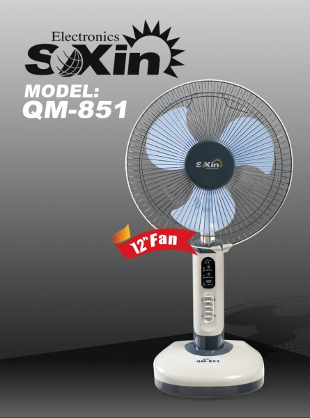 12inch  rechargeable lifting fan with LED lights (QM851)