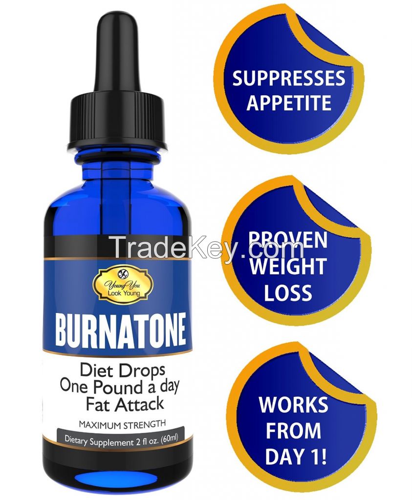 BURNATONE Diet Drops. Highly Concentrated Appetite Suppressant Fat Burner. Fast Weight Loss Diet Drops. 100% Guaranteed Results