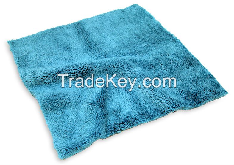 Ultrasonic cutting edge plush microfiber buffing towel