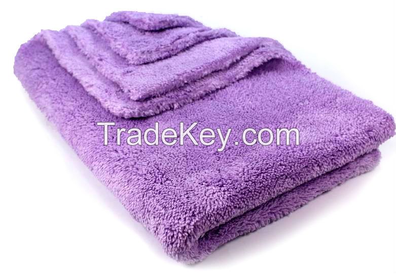 Ultrasonic cutting edge plush microfiber buffing towel  