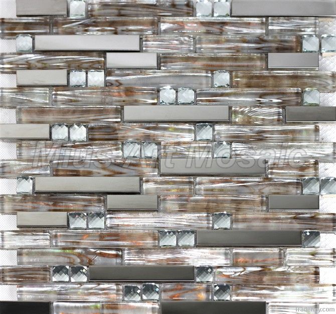 [Mius Art Mosaic] Silver mix color Strip crystal mosaic tile