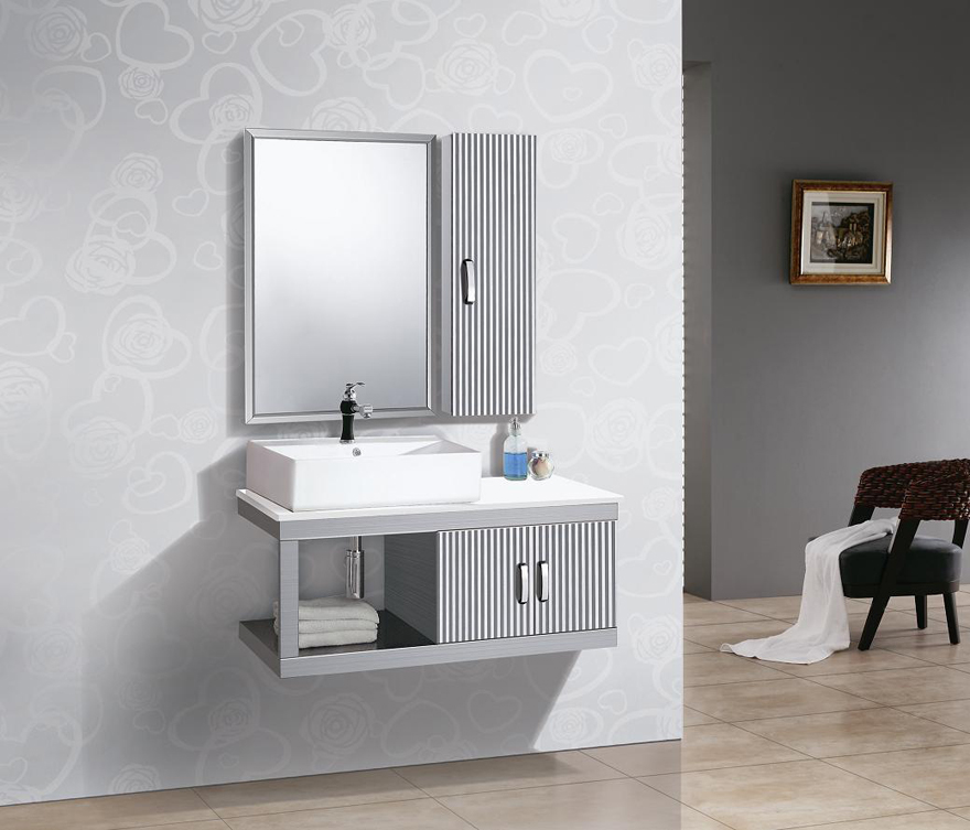 sanitary ware (bathroom cabinet, mirror, wash basin)