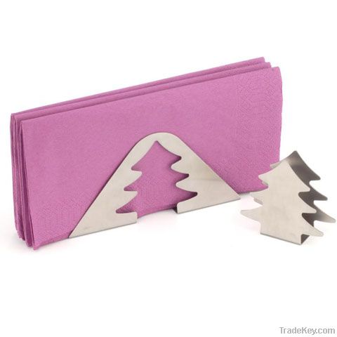 Small cute Christmas tree shape tinplate napkin holder