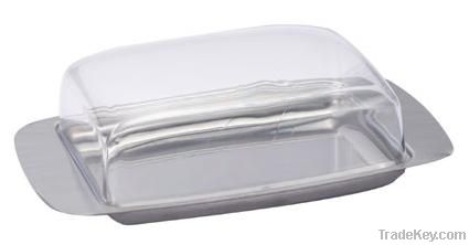 Plastic cover and stainless steel Square shape Butter / Cake Dish