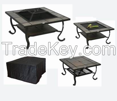 Hot steel outdoor Fire Pit with tiles top