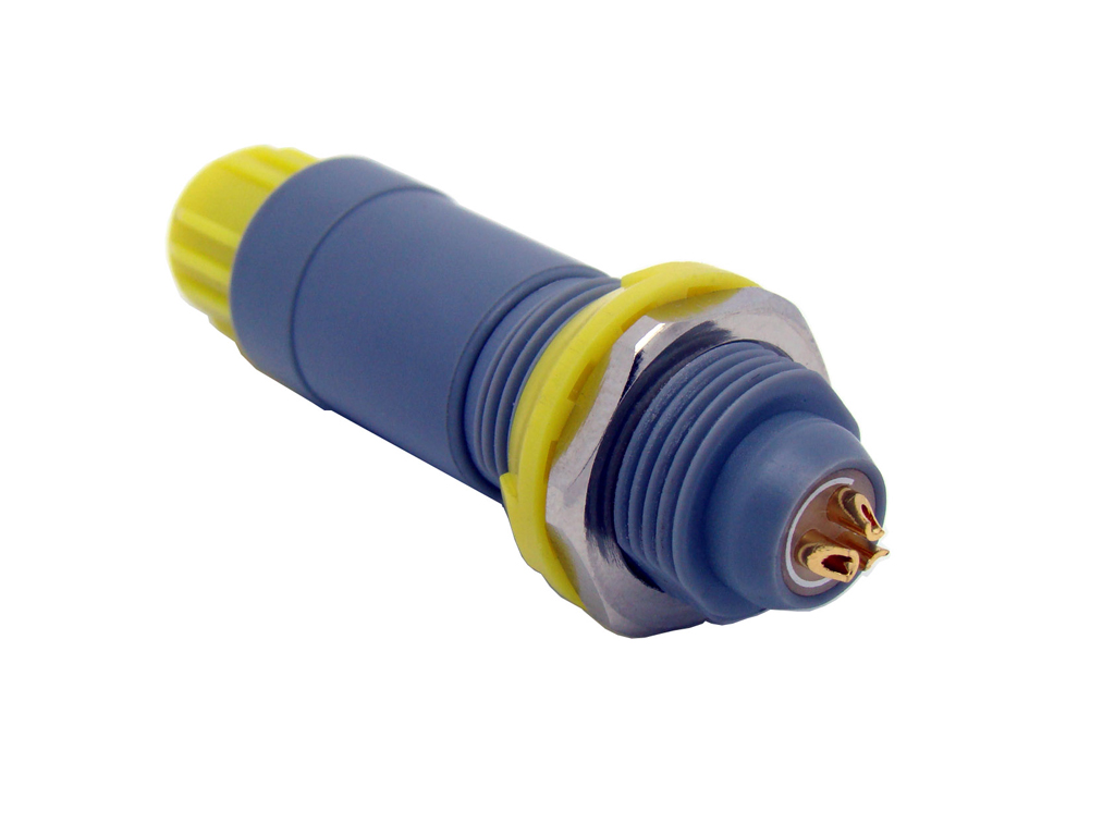 push pull connector with self latching system, Yellow