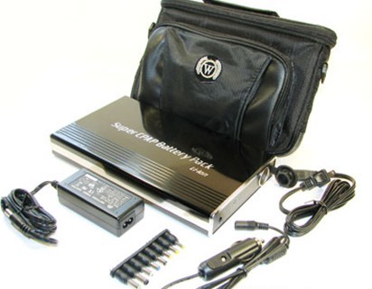 Lithium-ion Battery Pack, 18.5 Ah with charger, cords, and leather car