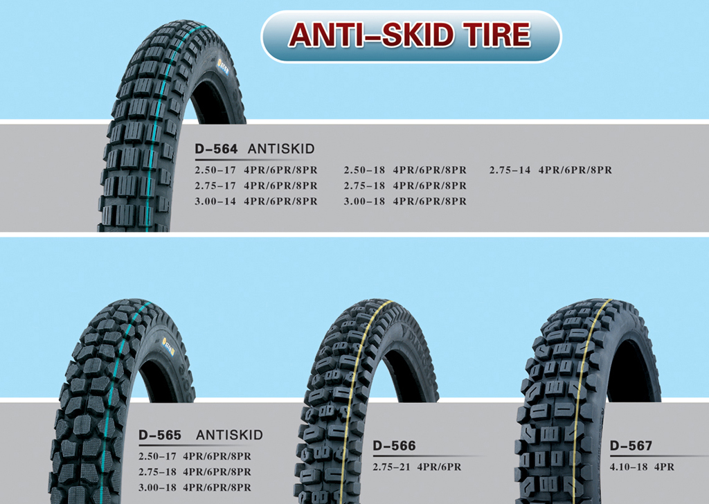 Anti-skid motorcycle tires