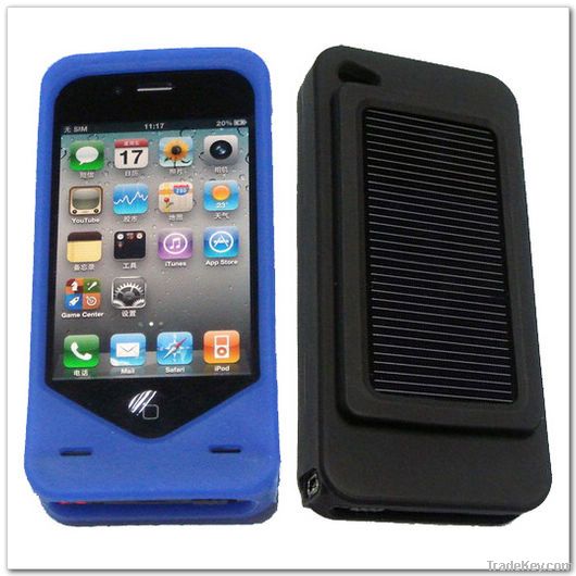 Solar Charger for iPhone4 With Protective Silicon Sheath (T101R)