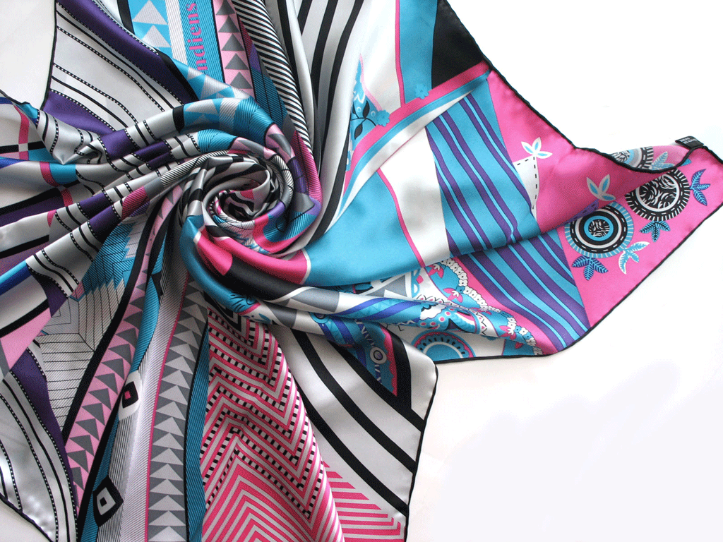 Multi-color printed fashion silk scarf