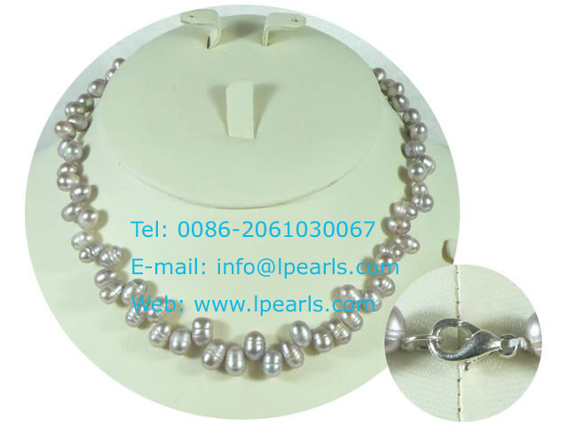 6-7mm purple side-drilled freshwater jewelry pearl necklace