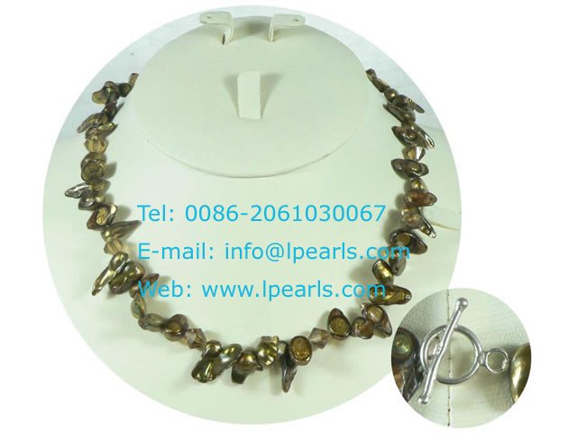 18 inches copper tail shaped freshwater pearl necklace