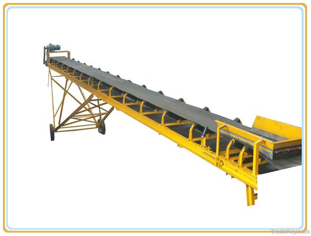 belt conveyor for sawdust, charcoal, briquettes, pellets, etc.