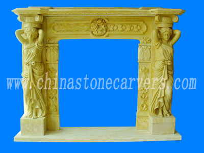 Hand carved marble fireplace mantel