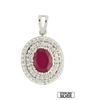 Oval shaped Red Pendant in Sterling Silver