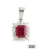 Rectangular shaped Red Pendant in Sterling Silver