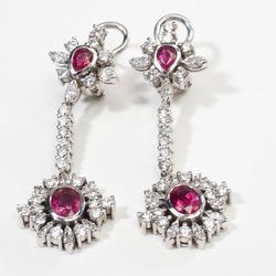 Natural ruby diamond dangle earring